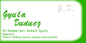 gyula duducz business card